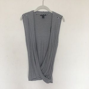 Banana Republic White and Black Wrap Top